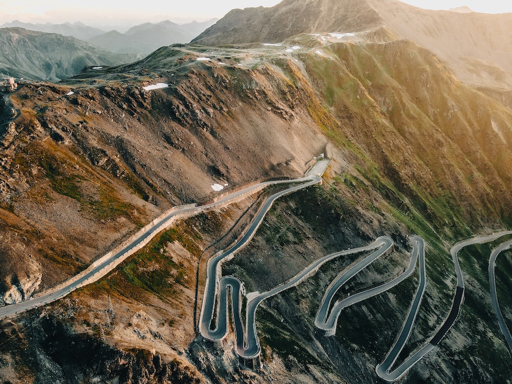 Evening light on the Stelvio after the ride